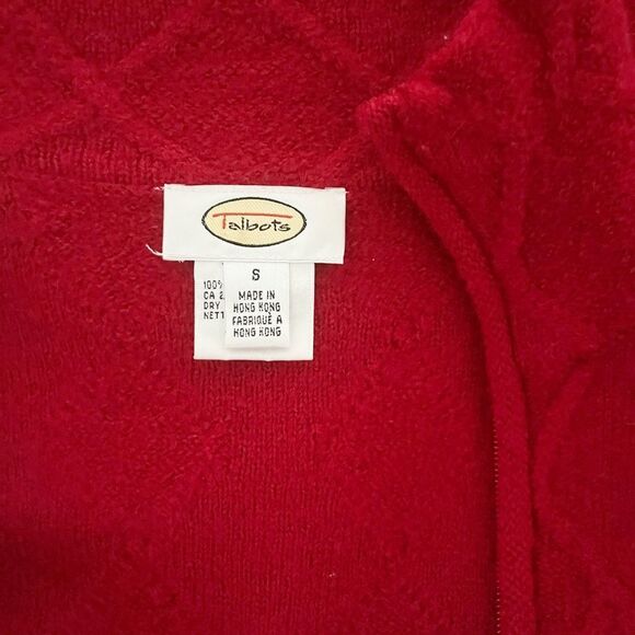 Talbots Red Wool Diamond Knit Zip Up Cardigan Size S - Picture 4 of 6